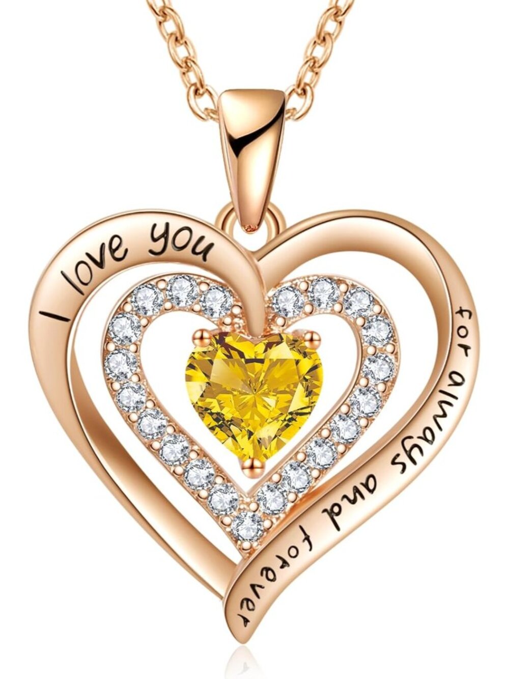 Women's Rose Gold Yellow Birthday Gift Christmas Anniversary Jewelry Necklace